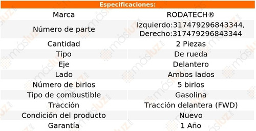 2- Mazas Rueda Delanteras Tucson L4 2.4l Fwd 18/21 Rodatech Foto 2