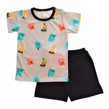 Conjunto Bebe Remera Y Short Algodón Con Dibujo