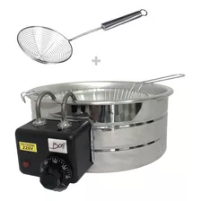 Fritadeira Elétrica Tacho 3,5 L + Escumadeira Aço Inox 13cm 110v