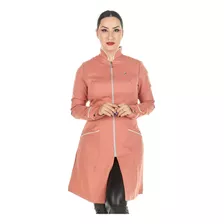 Jaleco Feminino Gola Padre Two Way Zíper Com Faixa Turbante