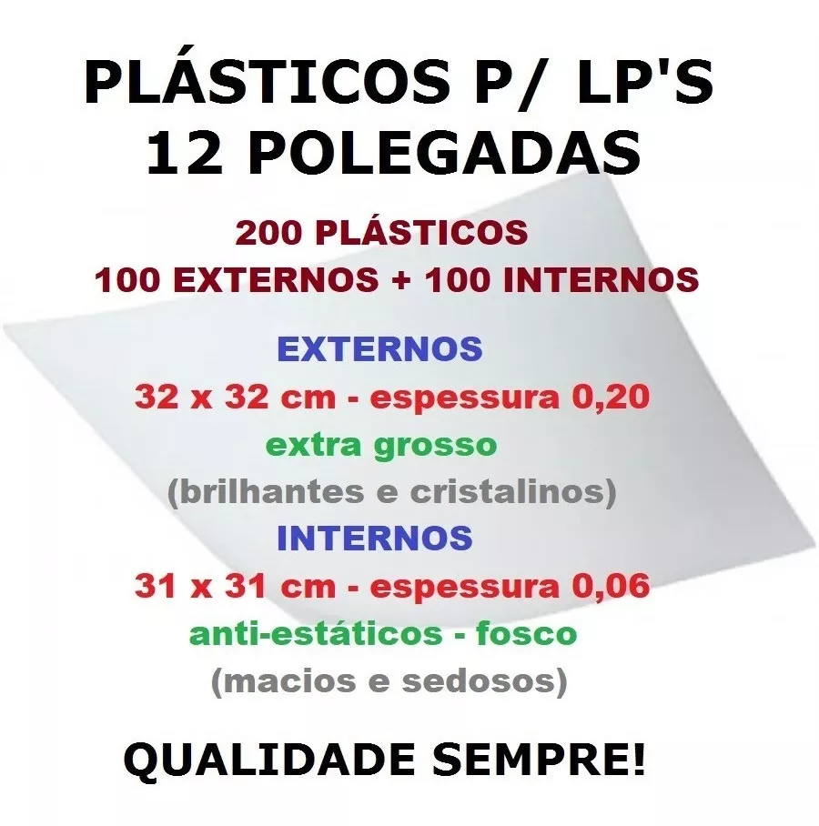 200 Plásticos Lp Vinil 100 Extra Grosso 0,20 + 100 Internos