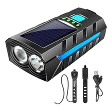 Lanterna Para Bike Led Solar Farol Luz Sinalizador Powerbank