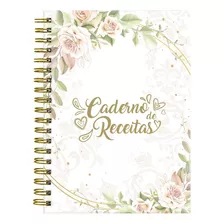 Caderno De Receitas Floral Arabescos Nude E Branco 18x25cm Cor Branco