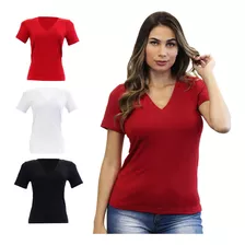 Kit Blusinha Básica Feminina 3 Cores Envio Imediato