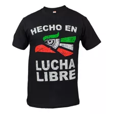 Playera Hecho En Lucha Libre Tricolor Negro Adulto Hombre