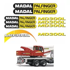 Kit Adesivos Emblema Para Madal Palfinger Md300l 20710 Cor Amarelo E Preto
