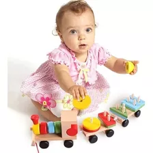 Tren Didáctico Arrastre Madera Montessori Niños