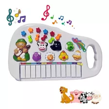 Piano Infantil Teclado Musical Para Criança Som Animais Bebê Cor Branco