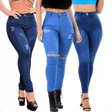 Kit 3 Calça Jeans Feminina Skinny Cintura Alta Com Lycra!!!
