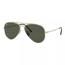 Óculos De Sol Ray-ban Aviator Titanium Standard Armação De Titânio Cor Gloss Gold, Lente Green De Cristal Clássica, Haste Gloss Gold De Titânio - Rb8125