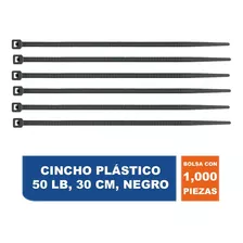 Cincho Plástico, 50lb, 30cm, Negro, Bolsa C/1000 Pzs 47472 Color Negro