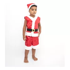  Roupa Fantasia De Papai Noel Bebê Criança Infantil Luxo