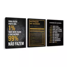 Kit 3 Quadros Grandes Frases Motivacional Escritório Moderno