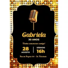 Convite Aniversário Comemoração Festa - Karaokê Microfone