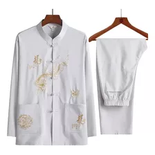 Camisa Bordada Con Forma De Dragón Hanfu, Kung-fu, Taichí, P