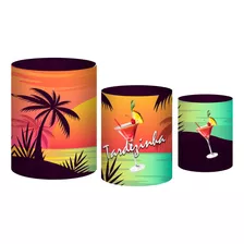 Trio Capas Tecido Para Mesa Cilindro P M G Festa Decoração