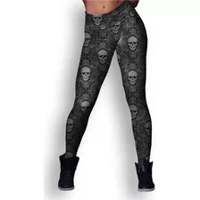 Calca Legging Estampa De Caveira Rock Vintage Retro Tumblr