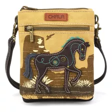 Chala Safari Horse Doble Bolsillo Xbody - Marrón