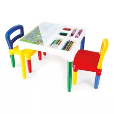 Mesa Mesinha Didática Infantil Colorida Com Cadeira Poliplac