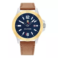 Reloj Para Hombre Tommy Hilfiger Ryan Le 1710529 Marrón Color Del Bisel Dorado Color Del Fondo Azul