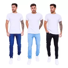 Kit Atacado 3 Calça Jeans Masculina Skinny Com Elastano