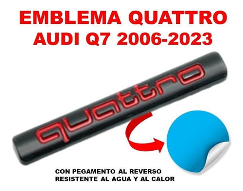 Emblema Quattro Audi Q7 2006-2023 Negro/rojo Foto 3