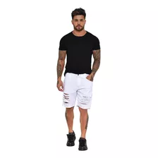 Kit 3 Bermudas Short Jeans Masculina Rasgada Lycra + Frete