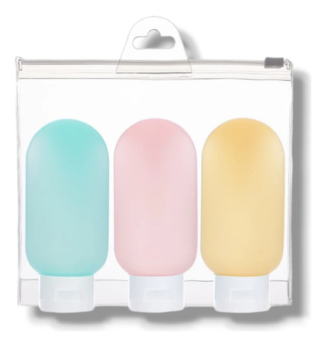Neceser Pack 3 Botellas Recargables Frascos Viaje Avion Color Colores Diseño De La Tela Liso