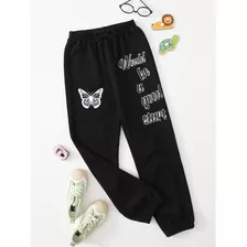 Calça De Moletom Feminina Estampa De Borboleta Street Styles