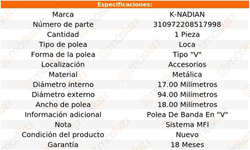 Polea Tipo  V  Metalica 505 L4 2.0l 83 Foto 3