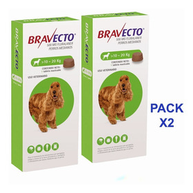 Antipulgas Para Perro Bravecto 500 Mg 10-20 Kg Pack X2