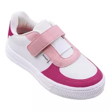 Tênis Infantil Menina Pampili Blog Branco Colorido Velcro