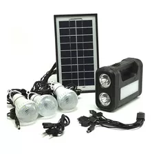 Kit Painel Placa Solar Portátil 3 Lâmpada Led Luz Emergência Cor Preto 110v/220v