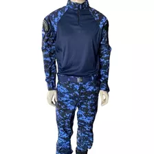 Conjunto Calça E Combat Shirt Azul Digital Camuflado 