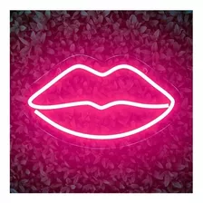 Painel Neon Led Boca Instagram Iluminação Rosa 50 Cm
