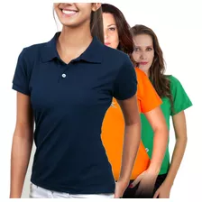 Kit 5 Camisas Polo Feminina Piquet Atacado Blusa Camisetas
