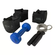 Kit Treino Fitness 3 Caneleiras 1,5kg + Halter 1kg + Corda 