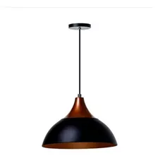 Pendente Balcão Sala De Jantar Meia Lua 27cm Preto Com Cobre