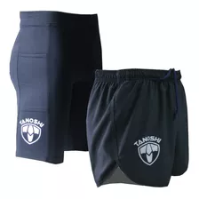 Kit Bermuda E Shorts Corrida Tanoshi Com Bolsos