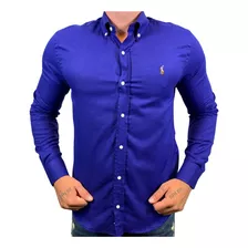 Camisa Social Masculina Azul Manga Longa Polo Ralph Lauren