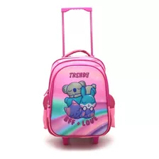 Mochila Nena Con Carrito Trendy Estampado 3d 16785 Color Rosa