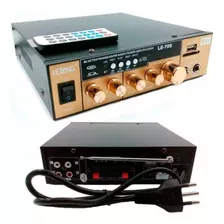 Amplificador De Som Domestico Karaokê Usb Mp3 Fm Bluetooth