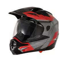 Capacete Para Moto X11 Crossover Cinza E Vermelho Tamanho 58 