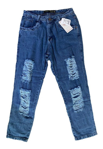 Calça Jeans Plus Size Feminina Mom Destroyed Rasgada