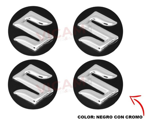 Kit De 4 Centros De Rin Suzuki Aerio 02-07 Negro/crom 54 Mm Foto 5