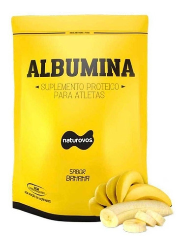 Suplemento Em  Pó Naturovos  Albumina Proteína Sabor  Banana Em Sachê De 500g