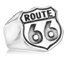 Anel Route 66 Em Aço 316l Moto Harley Davidson Rock