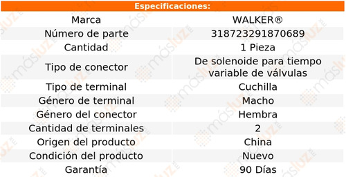 1- Conector Solenoide Vvt 335xi 3.0l 6 Cil 2007/2008 Walker Foto 3