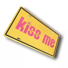 Placa Em Metal Kiss Me Decoracao Moderna Decoração Menina