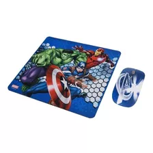 Kit Mouse Inalambrico Y Mouse Pad Avengers 1 / Tecnocenter Color Azul